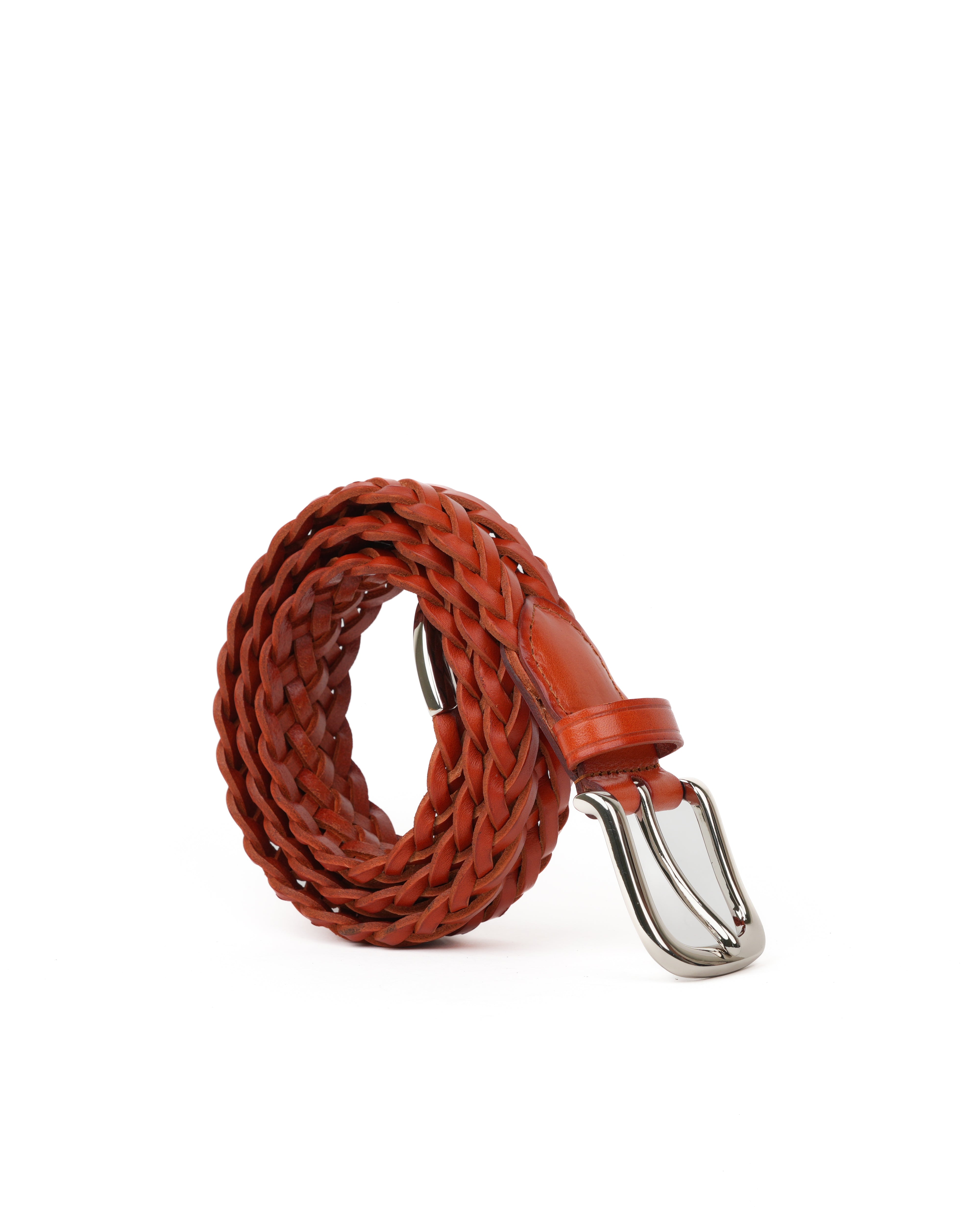 Cinturón de piel trenzada color camello hecho a mano – Shalapi Italia