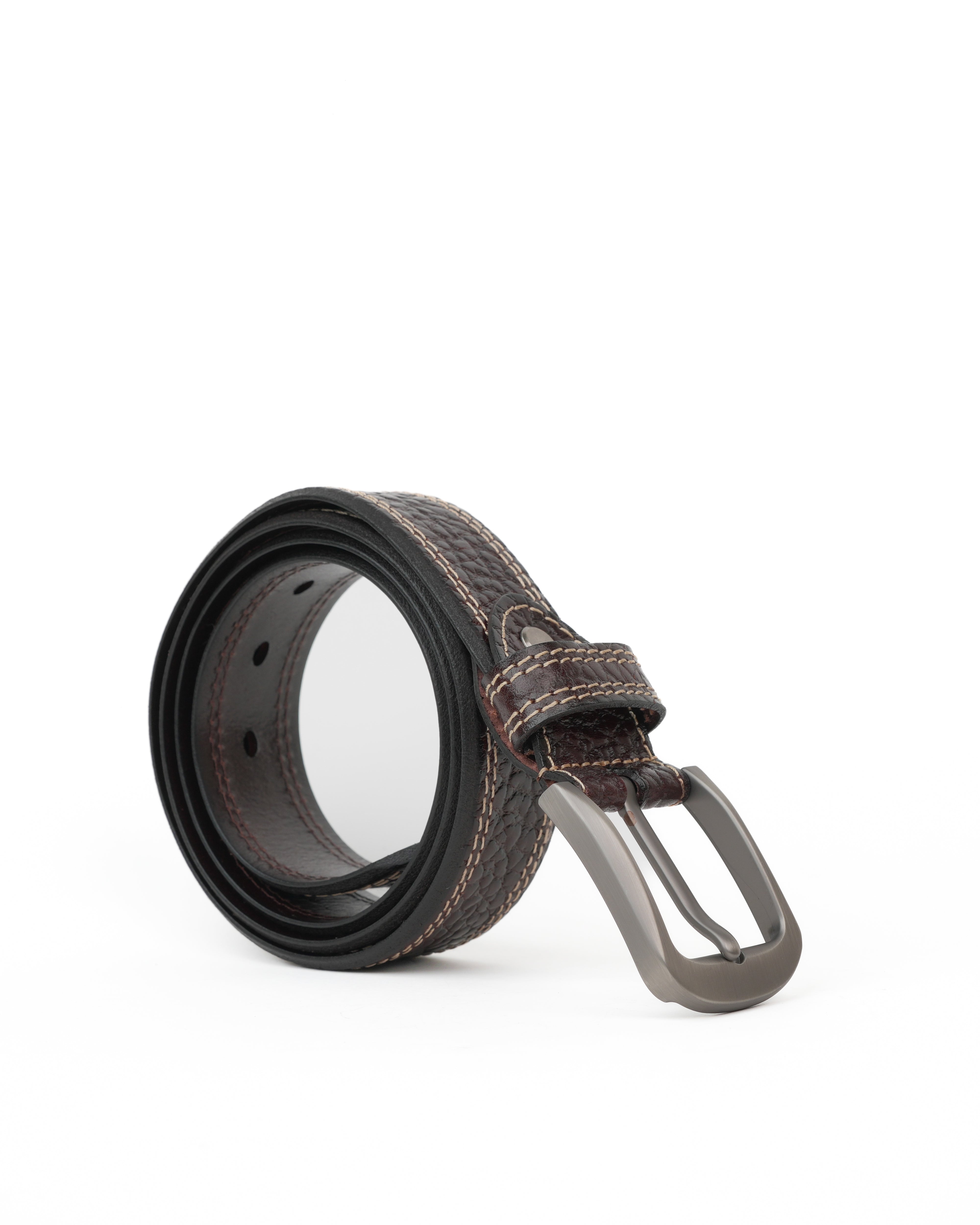 SHALAPI Cinturones de piel auténtica para jeans en color negro