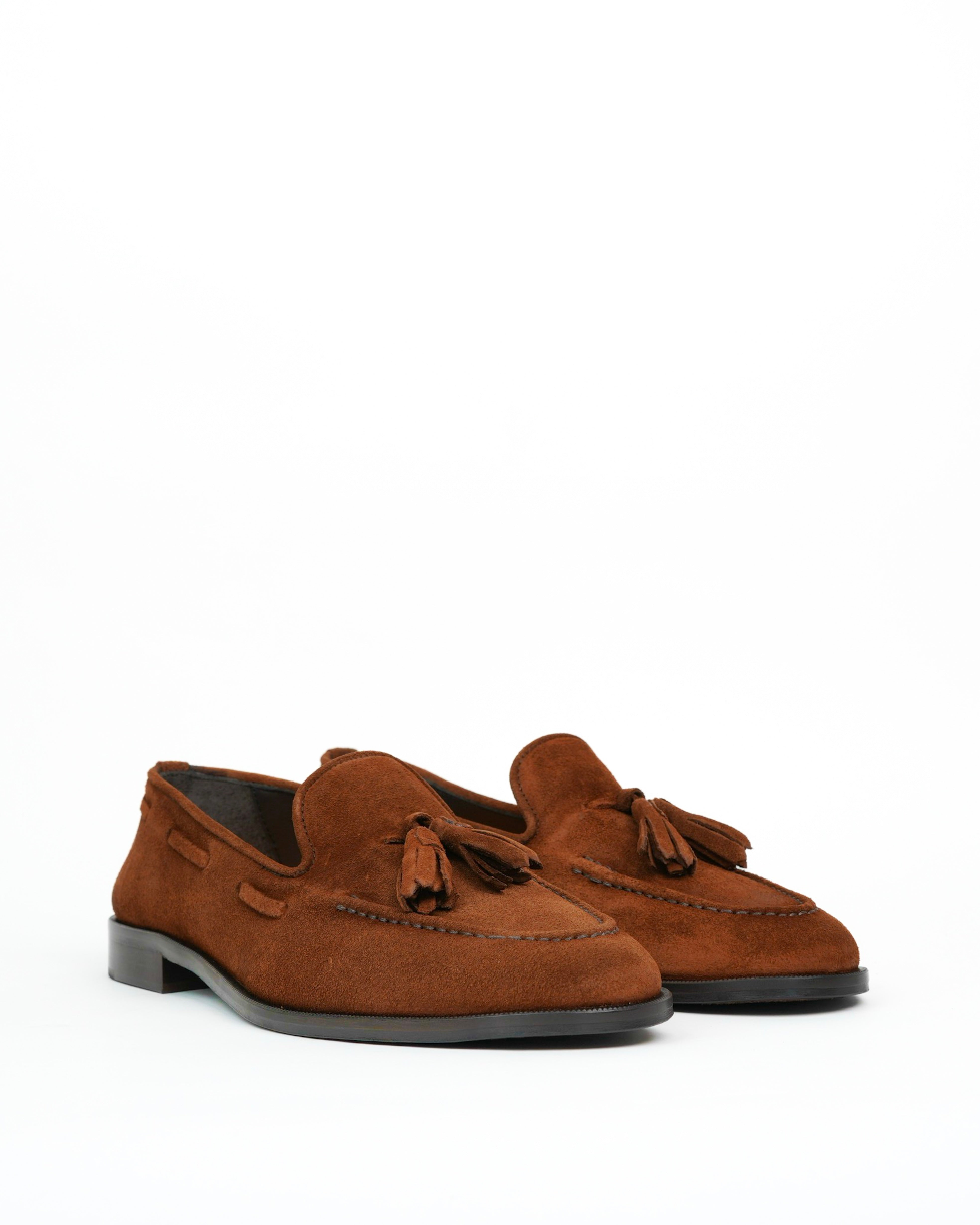 SHALAPI Bari 1.1 tassel loafers for men in suede leather in camel
