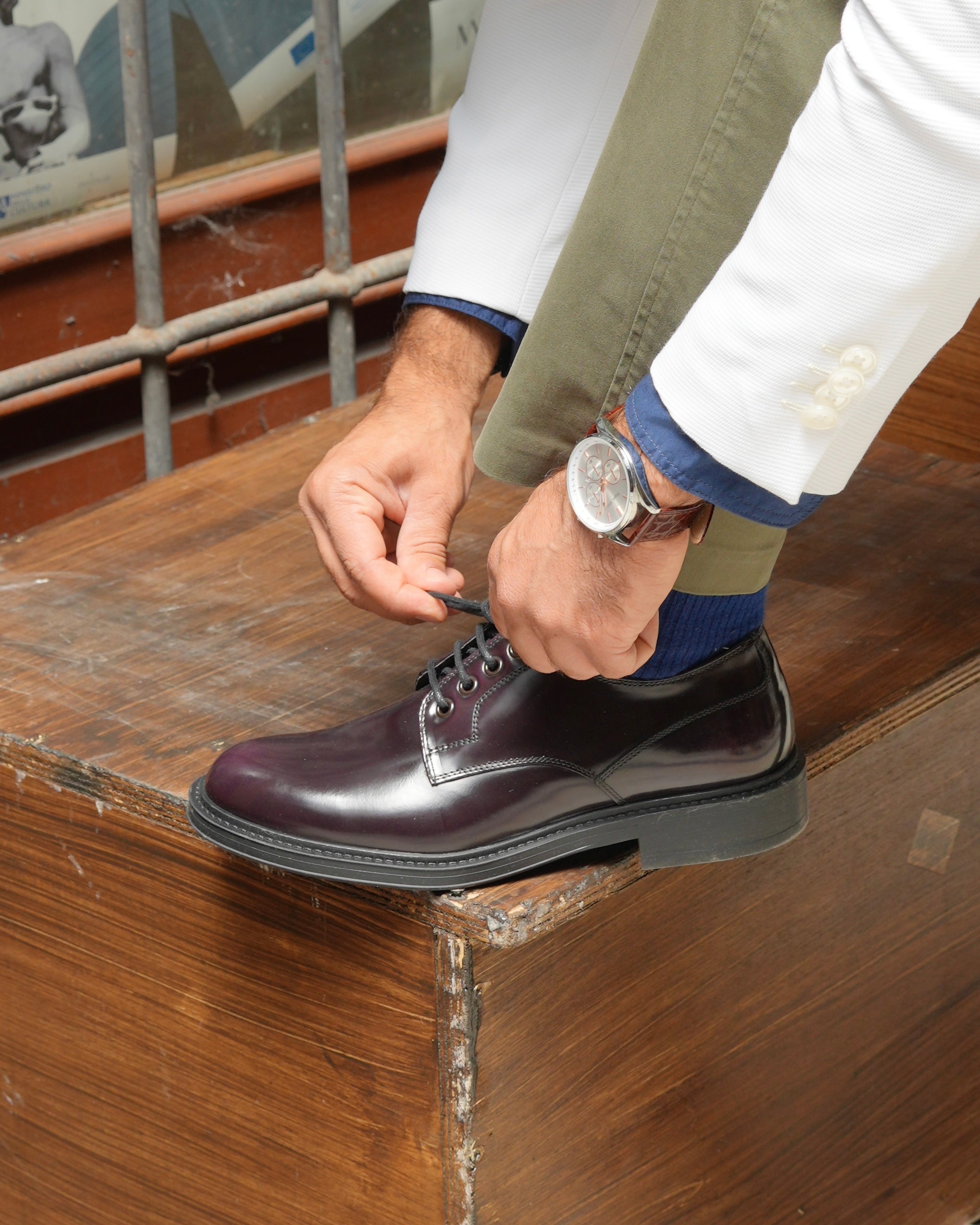 Zapatos Derby LEO de lujo SHALAPI 1.1 en Burdo brillante