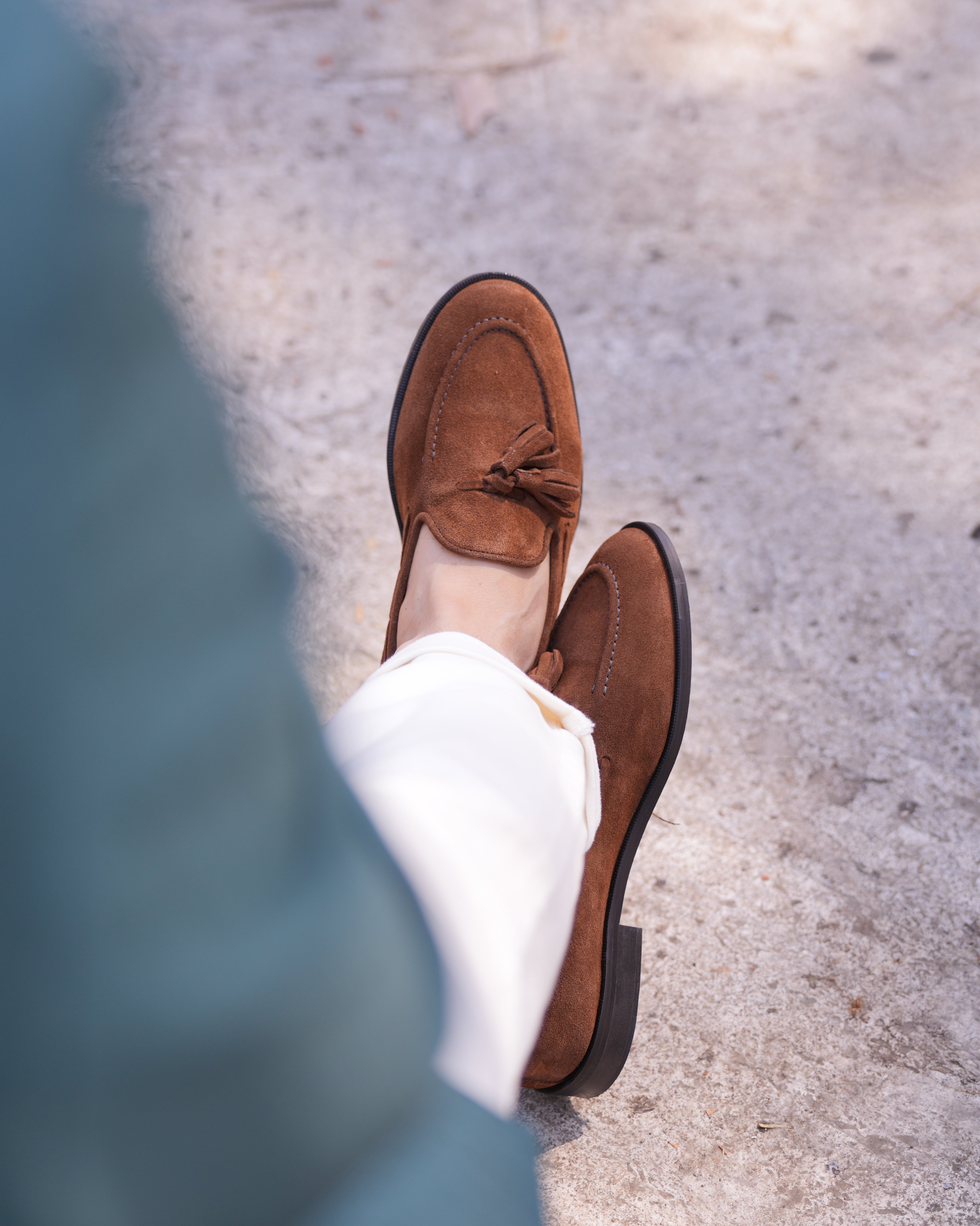 SHALAPI Bari 1.1 tassel loafers for men in suede leather in camel
