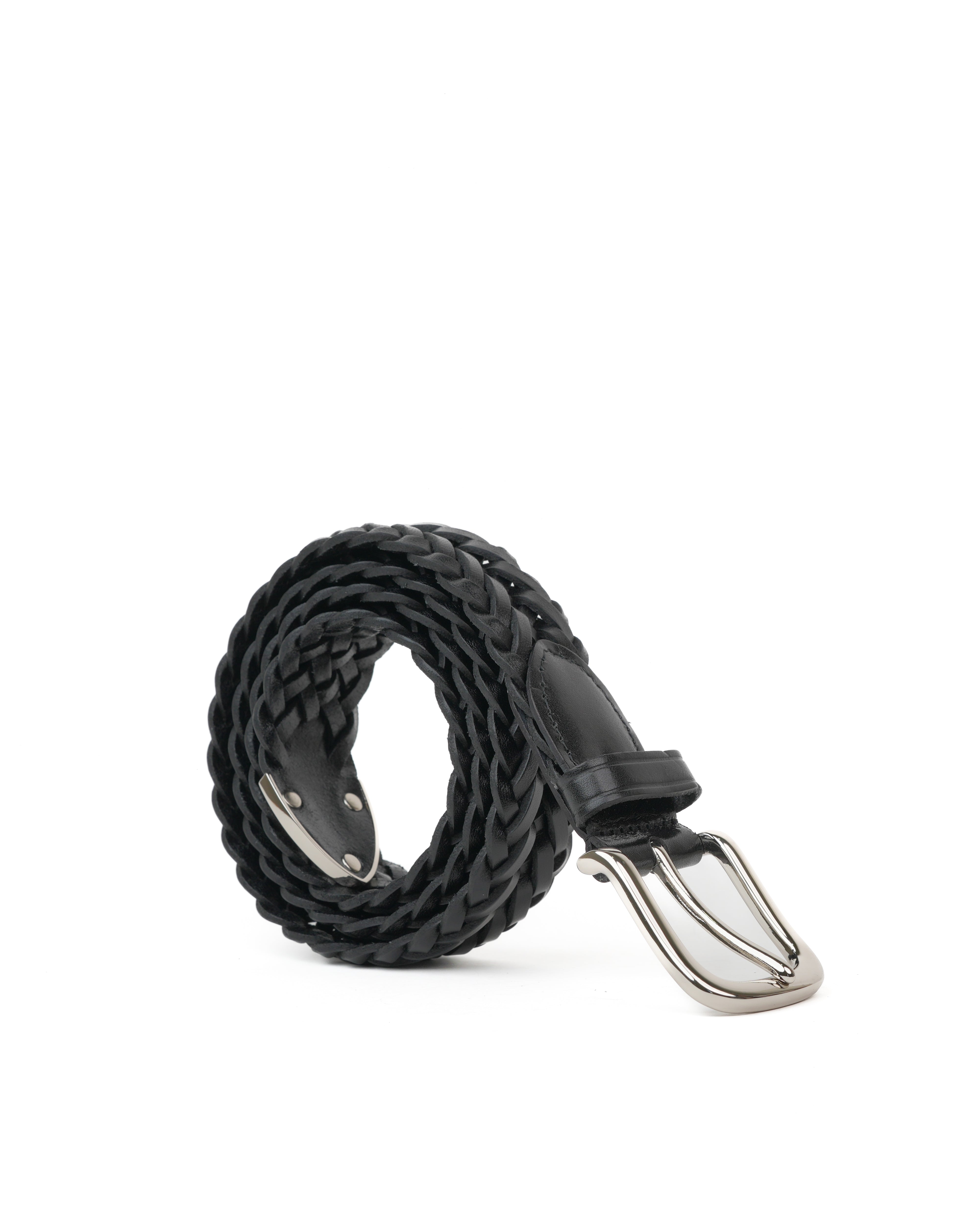 Handmade Braided Leather Belt in black – Shalapi Italy